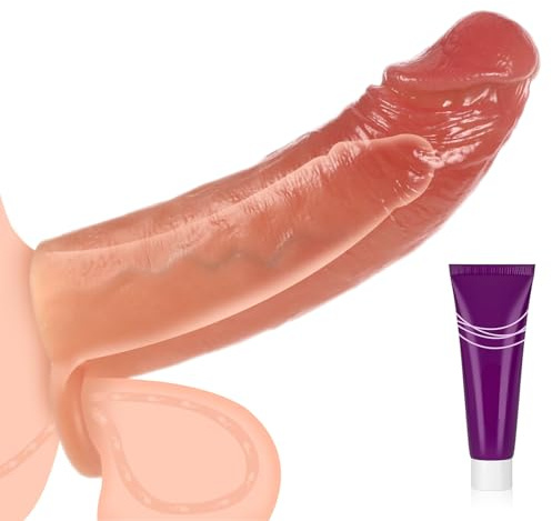 Realistische Penishülle 18cm Silikon,Penismanschette mit Hodenring,Penisverlängerung,Verdickung & Zeitverlängerung,Wiederverwendbares Penis Sleeve Penisvergrößerung für Männer Paare