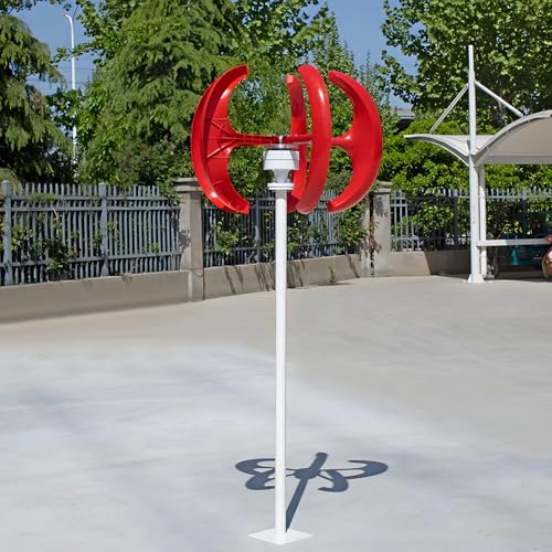 Roadoor 1000W Wind Turbine Generator, Horizontal Axis Wind Power System, 12V/24V Output, Small Wind Turbine, Low Starting Wind Speed, Suitable for Off-Grid and Residential Use Red