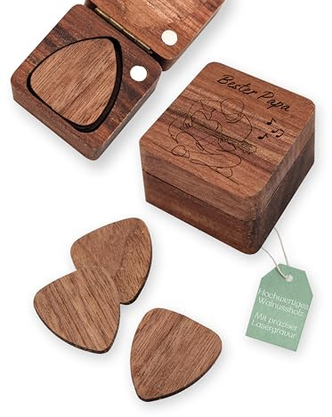 Abenteuernah Plektrum Box, Guitar pick, Gitarren Picks als Männergeschenk, Gitarrist, Partner, Bruder, Musikband, Rockband, Musiker Unikat individuell personalisiert (Bester Papa)