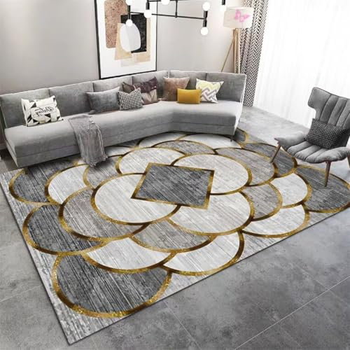 RUGMRZ Kleiner Teppich 160X200Cm Wohnen Deko 13 Grau Flickenteppich Waschbar Fußbodenheizung Geeignet Goldener Diamant Samt Licht Luxus Couchtisch Sofa Viereck