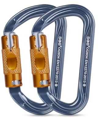 Karabiner Klettern Kletterausrüstung, Karabinerhaken aus Aluminium Alloy Karabiner Karabinerhaken für Hängematte, Schaukel, Camping, Angeln, Outdoor-Ausrüstung(28KN-2Pack)