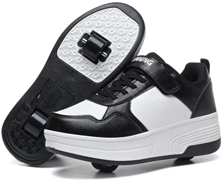 HSQ Schuhe mit Rollen für mädchen Jungen Kinder,Rollschuhe mit 2 Abnehmbar Rädern,Komfort Outdoor Fashion Skateboardschuhe Sportschuhe für Kinder