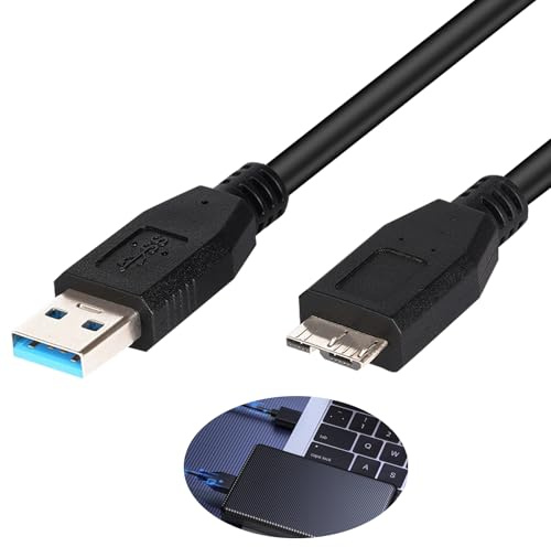 kwinfei Hard Drive Cable 0.6M USB 3.0 A to Micro B, SuperSpeed 5Gbps Data Transfer Lead Compatible with Portable External Hard Drives Devices HDD/SSD, Laptop, PC