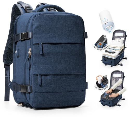 SZLX Vacuum Travel Backpack with Vacuum Pump, Airbag Backpack with Vacuum System for Travel, Ryanair Travel Ruscksack Cabin Size Carry-on Luggage Women Waterproof Men's Vacuum Suitcase