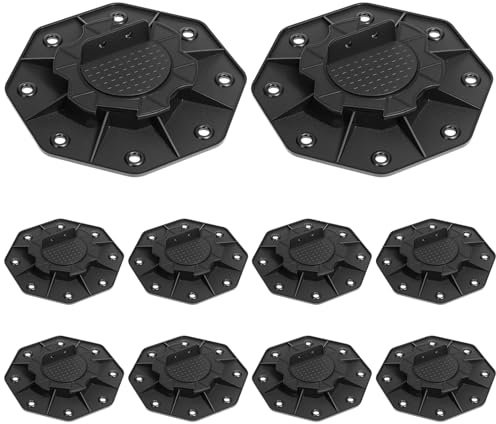 QWORK® 10 piezas de soportes de altura ajustable de 18-30 mm para losas de terraza, adecuado para terrazas de madera, WPC y aluminio.
