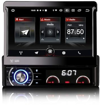 Erisin 4-Core Android 12 Autoradio 1 Din GPS Navigatore con Schermo Motorizzato Wireless Carplay Android Auto Bluetooth WiFi DSP DAB+ RDS OBD2 TPMS