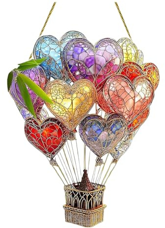 Heißluftballon Sonnenfänger Flackernde Flamme Heißluftballon Solar Modellaterne Acryl Fenster Hängende Ornamente Innen Fenster Hängende Kunst für Wohnzimmer Heimdekoration