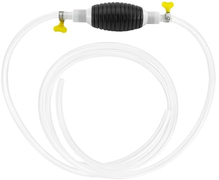 Pompe siphon manuelle multi-liquides avec tuyaux PVC 1,5M et agrafe – pompe transfert essence, diesel, huile, eau, siphon carburant pour voiture, tondeuse, aquarium, usage domestique et extérieur