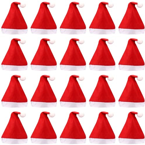 Wekuw 20 Stück Weihnachtsmützen Rote Weihnachtsmütze Wichtelmützen Nikolausmützen Kopfbedeckung Weihnachten Christmas Hat für die Ganze Familie Oder für Weihnachtsfeiern der Arbeit