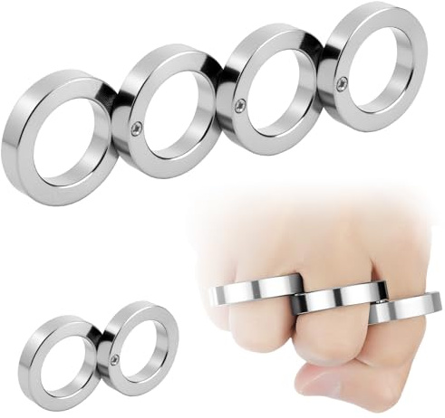 Ainiv Lot de 3 Bague Anti-Stress pour Enfants et Adultes, Anneau Pliable en Acier Inoxydable, Jouets Sensoriels pour Soulager Le Stress et l'Anxiété (2, 3 et 4 Doigts)