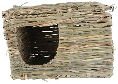 Mobestech Handgeflochtenes Stroh Schlafnest Für Kleine Haustiere 30x20x20cm Ruhenest Für Kaninchen Hamster Meerschweinchen Kaminhaus Aus Naturmaterial Zum Knabbern Und Schlafen