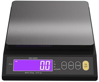 Bilancia da cucina elettronica digitale LCD for alimenti e snack 5 kg/0,1 g 10 kg/1, strumento di misurazione pesatura in acciaio inossidabile impermeabile(10kg 0.1g)