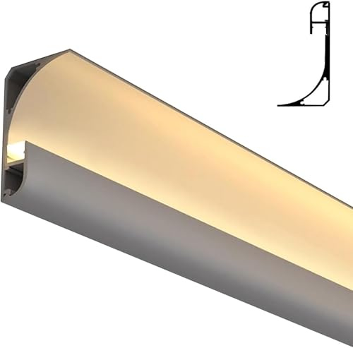 JBKNAN Led Schiene Aluminiumprofil Für Zuhause,Decke Indirekte Beleuchtung,Innenraum-Sockelleiste LED Beleuchtungsleiste Für Wohnzimmer Hotel Kleiderschrank Treppenschrank(White,1 m/3.3 ft)