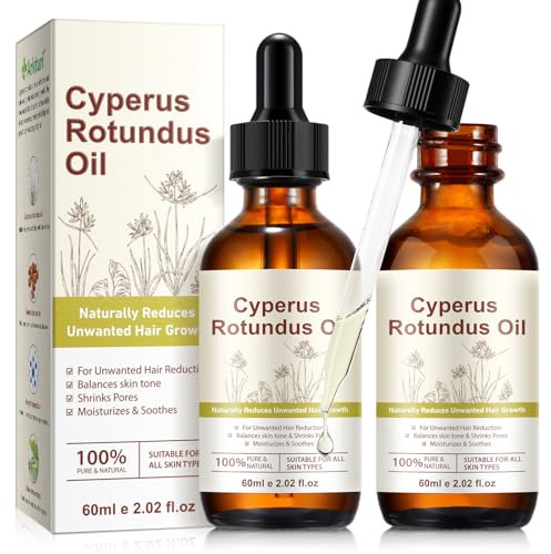 Cyperus Rotundus Oil, Natural Cyperus Rotundus Oil for Hair Removal, Helps Reduce Unwanted Hair Growth, Balances Skin Tone, Minimizes Pores & Moisturizing, Suitable for All Skin Types (2PCS)