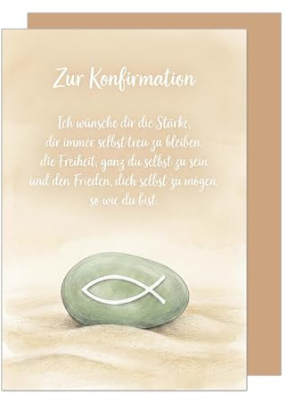 Edition Seidel Premium Glückwunschkarte zur Konfirmation mit Umschlag. Konfirmationskarte Karte Grußkarte Spruch Sprüche Mädchen Junge Jugendliche Stein Fisch Sand (KF347 SW026)