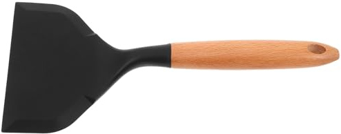 Gadpiparty Silicone Flat Turner with Wooden Handle 10.43In Heat Resistant Spatula for Stir Frying and Pancake Cooking on Non-Stick Pans