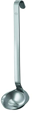 RÖSLE Haken Saucenlöffel, Hochwertige Saucenkelle mit Hakengriff, Edelstahl 18/10, Spülmaschinengeeignet, 25,5 cm