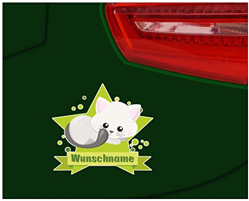 Samunshi® Knuffige Katze Aufkleber mit Namen Autoaufkleber Namensaufkleber Kinder - 15x13,1cm mehrfarbig