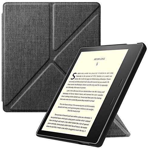 Fintie fodral kompatibelt för Kindle Oasis 10: e generationen (2019) och 9: e generationen (2017) - Skyddskåpa med stativfunktion och automatisk sömn/vakna-funktion, mörkgrått tyg