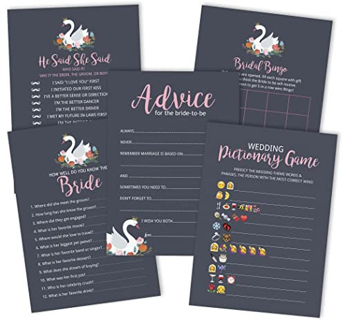 Inkdotpot Brautparty Spiele 5Er Einstellen (Aktivitäten Für 50 Gäste) Schwan Thema Spaß Junggesellinnenparty Spiele Einstellen Bündeln