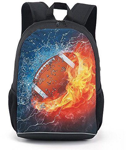 Fußball-Rucksack für Kinder, Burning Rugby, 17.2*11.7*5.5inch