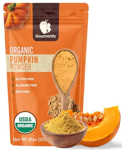 Gourmanity Organic Indian Pumpkin Powder Perfect for Cooking and Baking, High in Fibre- Great to Add to Your Cat or Dog's Food, 1lb Resealable Bag