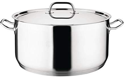 Nisbets Essentials Stainless Steel Stew Pan in Silver with Lid - Easy Clean and Highly Durable - Dishwasher Safe - 12L