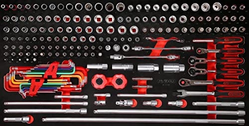 KS Tools 813.0183 1/4'' + 3/8'' Steckschlüssel-Satz in Schaumstoffeinlage, 183-tlg
