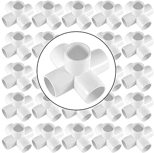 ZOENHOU 20 PCS 1 Inch 5 Way Elbow PVC Fitting, White Pipe Fittings Heavy Duty,SCH40 Elbow PVC Fitting for Furniture Structural Tent Connection