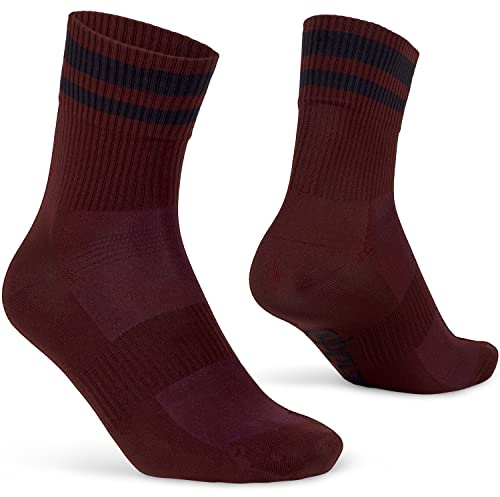 GripGrab Unisex – Vuxen Gripgrab Original Stripes Retro 70-talet Crew Style Sommar Cykelstrumpor Randiga Cykling Strumpor Coola Cykelstrumpor Cykelstrumpor Sommar Mörkröd M (41-44)