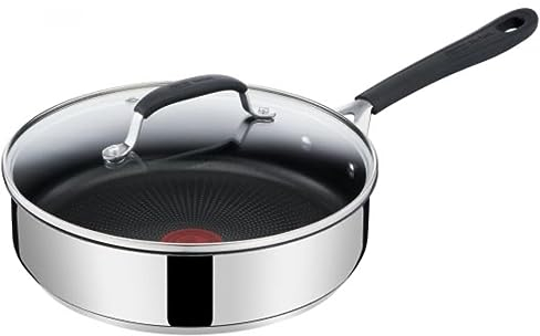 Tefal Jamie Oliver Quick & Easy E3033344 Stainless Steel 25cm Induction Saute Pan with Glass Lid