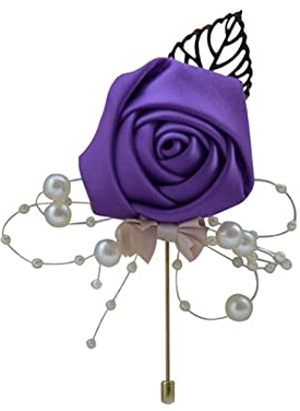 Egurs Ansteckblume 2 Stück Hochzeit Braut und Bräutigam Künstliche Rose Boutonniere für Gästegeschenk Braut Bräutigam Groomsman Brautjungfer Hochzeit Prom Party Blau Lila