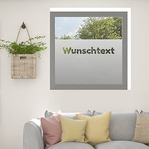 Kiwistar UG Sichtschutzfolie - 60 cm lang - Wunschtext Fensterfolie Sichtschutz Milchglas selbstklebend für Bad Dusche Badfenster Blickdicht Büro Terasse Klebefolie