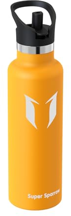 Sparrow Insulated Water Bottle Kids 500ml - FlipFlow Metal Water Bottles with Straw Lid - BPA Free - Leakproof Stainless Steel Flask for Sport, School, Outdoor, Travel