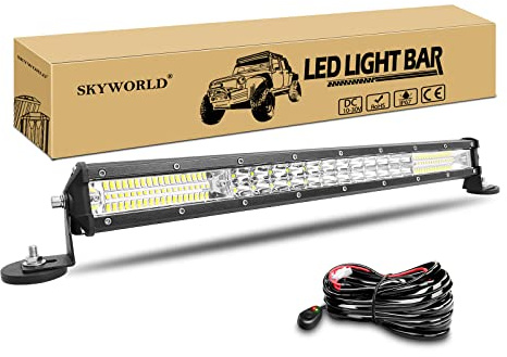 SKYWORLD 50cm 180W LED Zusatzscheinwerfer Auto mit 12V Kabelbaum Kit, Magnet halterungen, Flutlicht Reflektor Combo Offroad Beleuchtung led arbeitsscheinwerfer bar für Auto SUV UTV ATV KFZ LKW 4x4