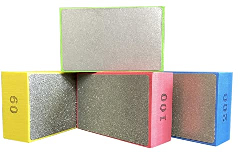 POHOVE Diamant-Handschleifpads und -Handpolierpads - Diamant-Schleifblock-Set zum Schleifen von Keramik, Fliesen, Beton, Glas, Stein, Granit, Marmor (4 Stück, 60#, 100#, 200#, 400#)