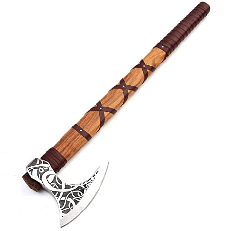 Custom Steel Viking Axe,Axt High Carbon Stahl mit Scheide Wikinger MAQ2678