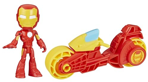 Marvel Spidey and His Amazing Friends, Iron Man Action-Figur & Spielzeug-Motorrad Spielset