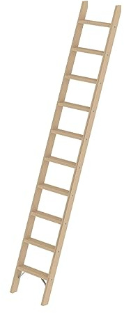 PROREGAL Stufen-Anlegeleiter Holz ohne Traverse | 10 Stufen | Leiter, Teleskopleiter, Trittleiter, Bockleiter, Sprossen-Doppelleiter
