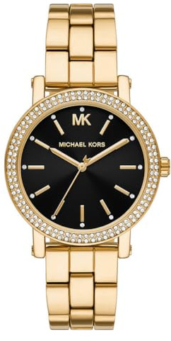 MICHAEL KORS Corey Damklocka, Quartz trehandsurverk med legerings- eller läderarmband