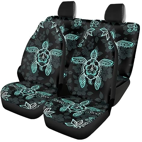 Belidome Autositzbezüge, Motiv: Schildkröte, für LKW/SUV/Van, Grün, 4 Stück