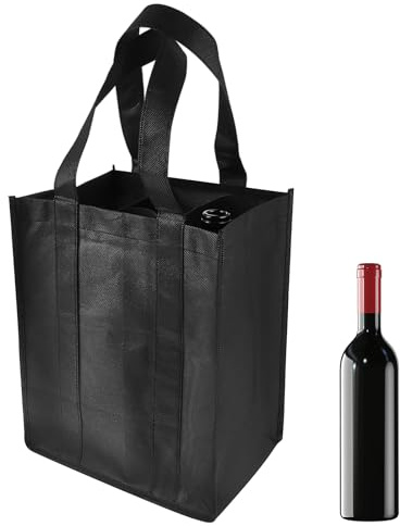 TIESOME Bottlebag, borsa con divisori per bottiglie, borsa per la spesa con 6 scomparti portabottiglie, borsa con scomparto per bottiglie, Nero , Beauty case