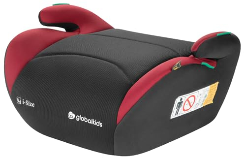 globakids I-Size Booster Car Seat - 125-150cm ,Child Booster Seat,Comfortable, Compact & Lightweight,Portable Car Seats for Kids,ECE R129，Red Black