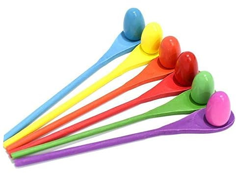 Toyvian 1 Set Easter Egg Spoon Race Toy Egg Relay Game Sensory Training Tool Balance on Spoon Game and Relay Race Large Wooden