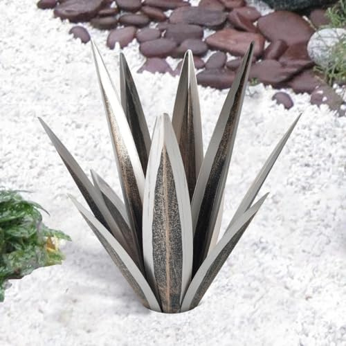 Escultura rústica de tequila, con luz, planta de agave de metal, decoración del hogar, rústica, pintada a mano, adornos de jardín al aire libre, decoración del hogar para césped al aire libre, patio