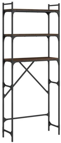 vidaXL Waschmaschinenregal, Waschmaschinenschrank mit viel Stauraum, Wasserbeständig Toilettenregal Verstellbare Beine, Standregal Badezimmer Regal Badmöbel, Braun Eichen-Optik