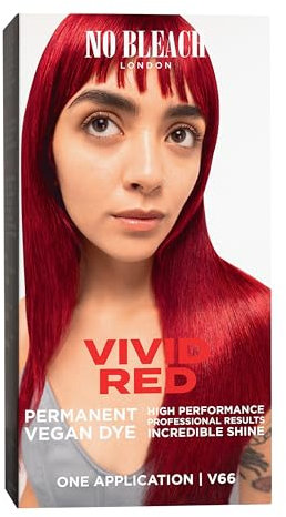 No Bleach London Permanent Hair Dye, Long-Lasting and Multi-dimensional At-Home Hair Colour, Fortified with Vegan Sea Silk and Cocamide for Incredible Shine, Colour: Vivid Red (Complete Kit)