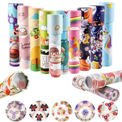 12 Stück Kaleidoskope, Retro Vintage Kaleidoskope, Kaleidoscope Lernspielzeug, Kinder Mitgebsel Kaleidoskop für Kindergeburtstag, Weihnachten, Schule, Neujahr, Klassenzimmer | Zufällige Farbe