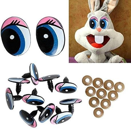 Jowxsx 5 Pairs 10Stück Premium Qualität Oval Blau Sicherheit Kunststoff Augen Spielzeug Puppen Puppen Augen DIY 24x18mm