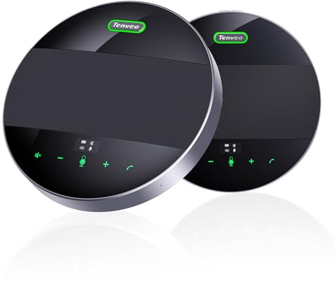 Tenveo M5B-EX Haut-Parleur et Microphone de Conférence Bluetooth, Enceinte Conférence USB/Bluetooth/sans Fil/Daisy-Chain/Prise de Voix à 360°,30 Personnes pour PC Skype/Teams/Zoom/Réunion/Télétravail